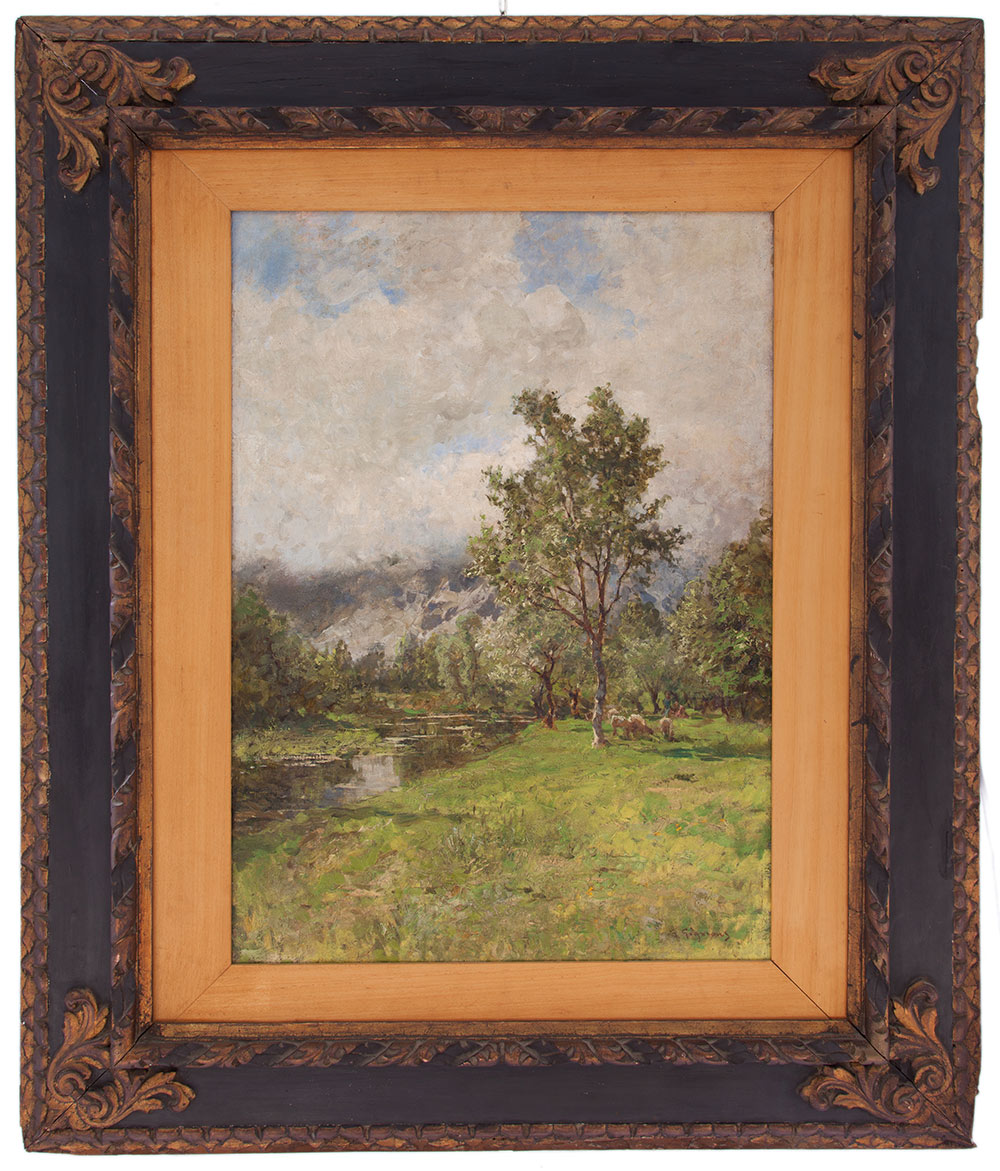 eugenio gignous: Pascolando in riva al fiume 