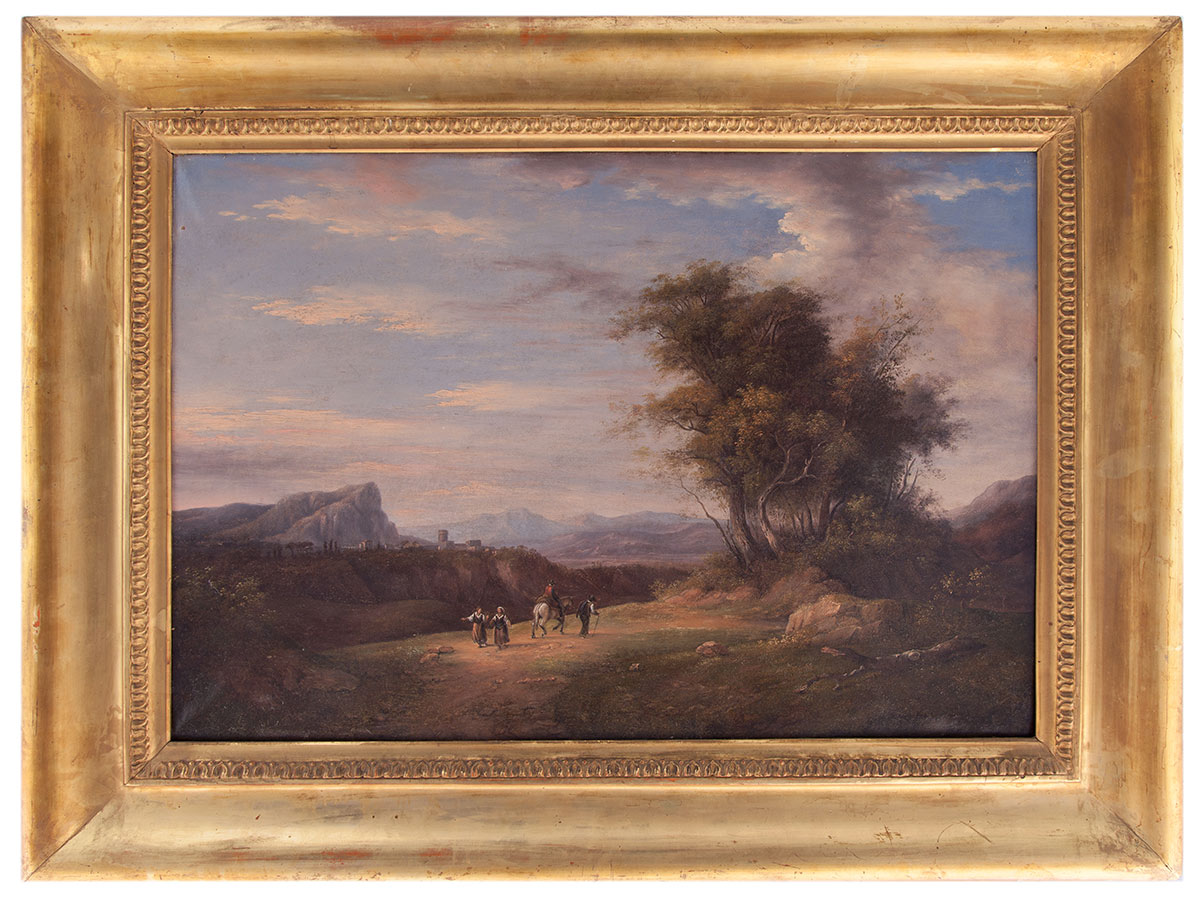 pietro ronzoni: Paesaggio con viandanti, opera non firmata