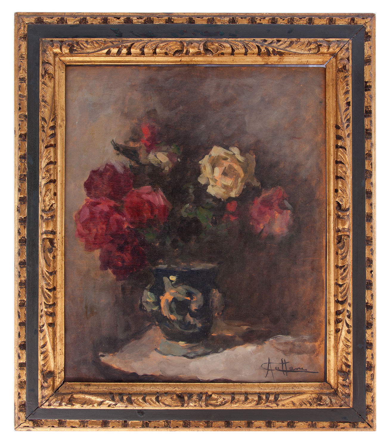 achille cattaneo: Vaso con rose