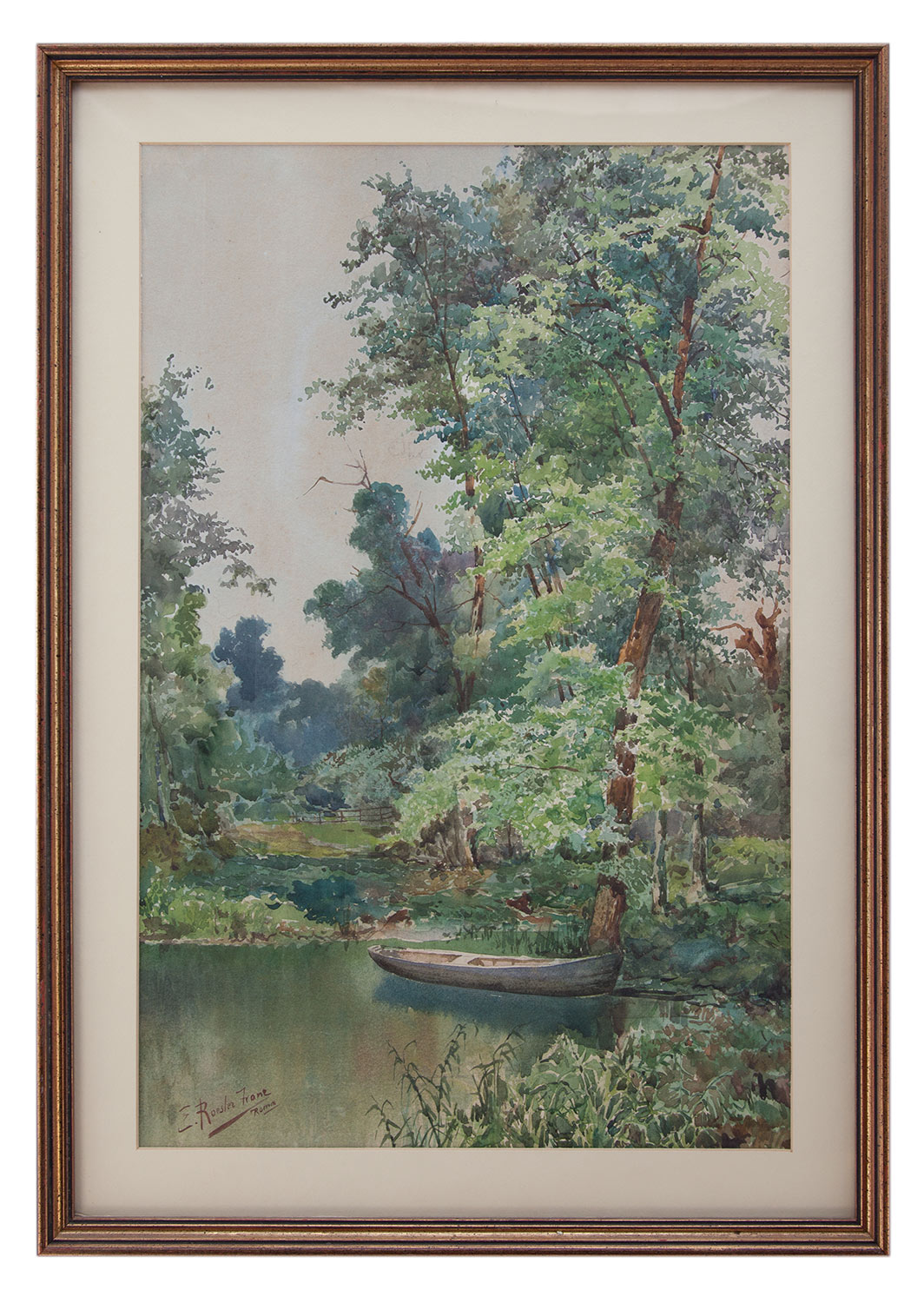 ettore roesler franz: Paesaggio fluviale, Roma