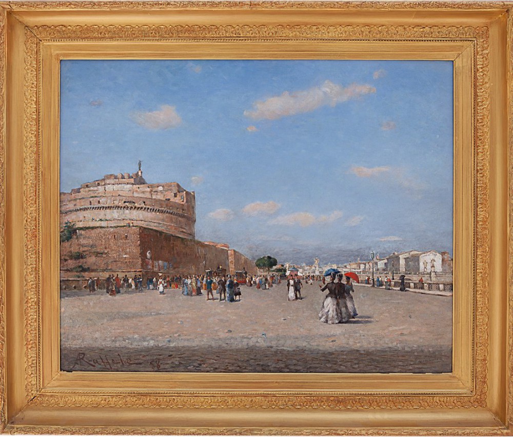 ambrogio raffele: Piazza Pia a Roma con Castel S.Angelo 