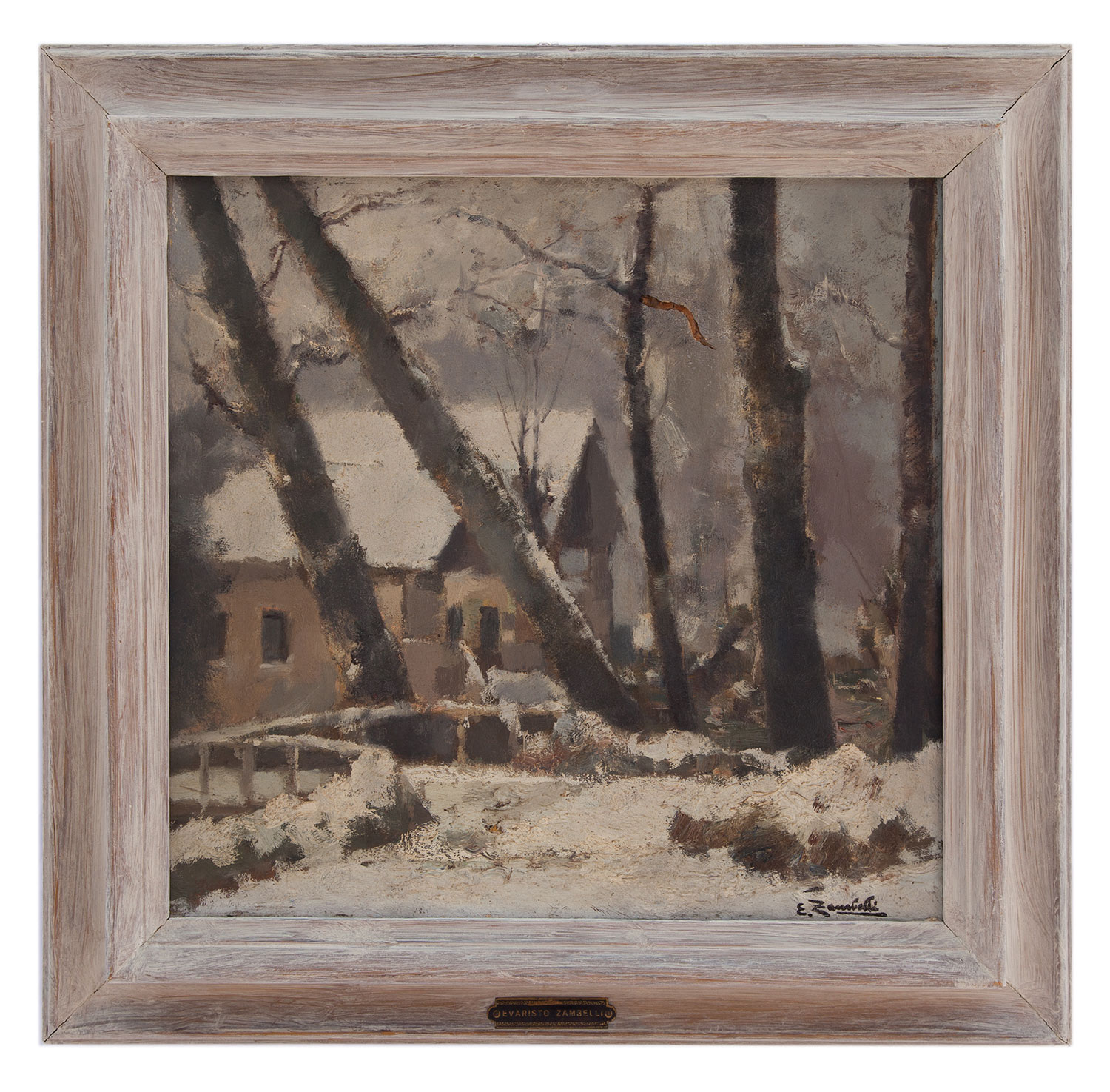 evaristo zambelli: Nevicata ai giardini pubblici di Milano 1932