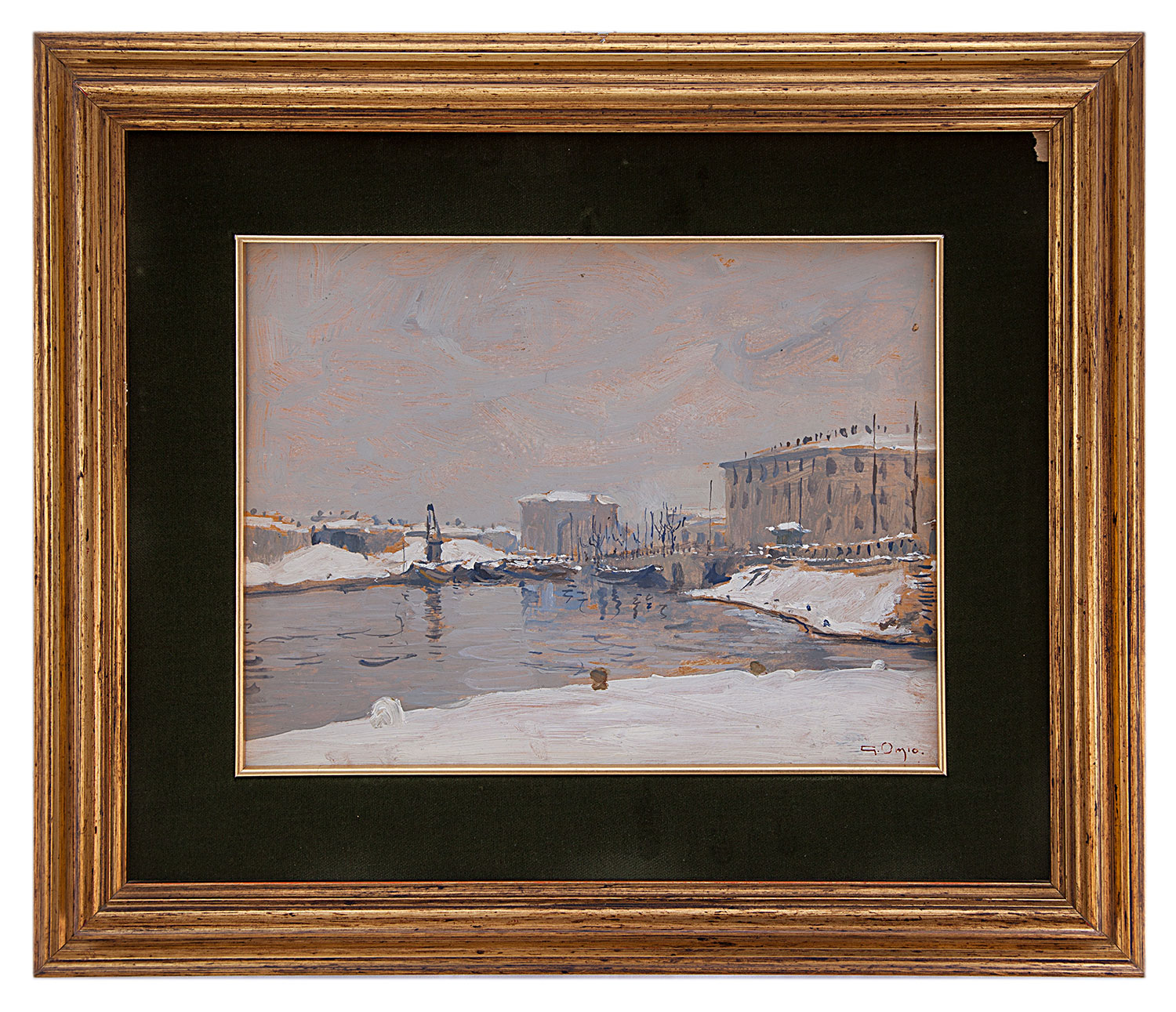 giuseppe omio: La darsena a Milano sotto la neve