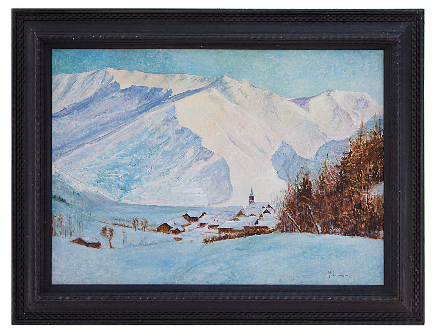 m. lamagno: Paesaggio montano innevato 