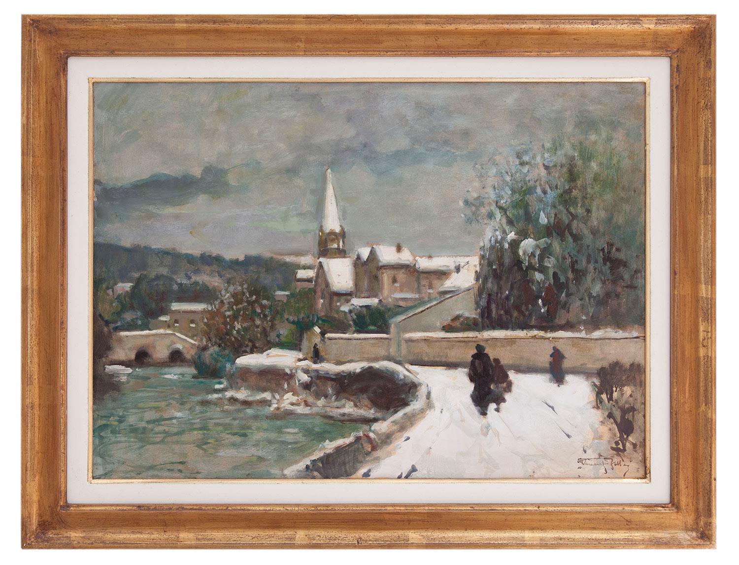 venanzio zolla: Nevicata con figure