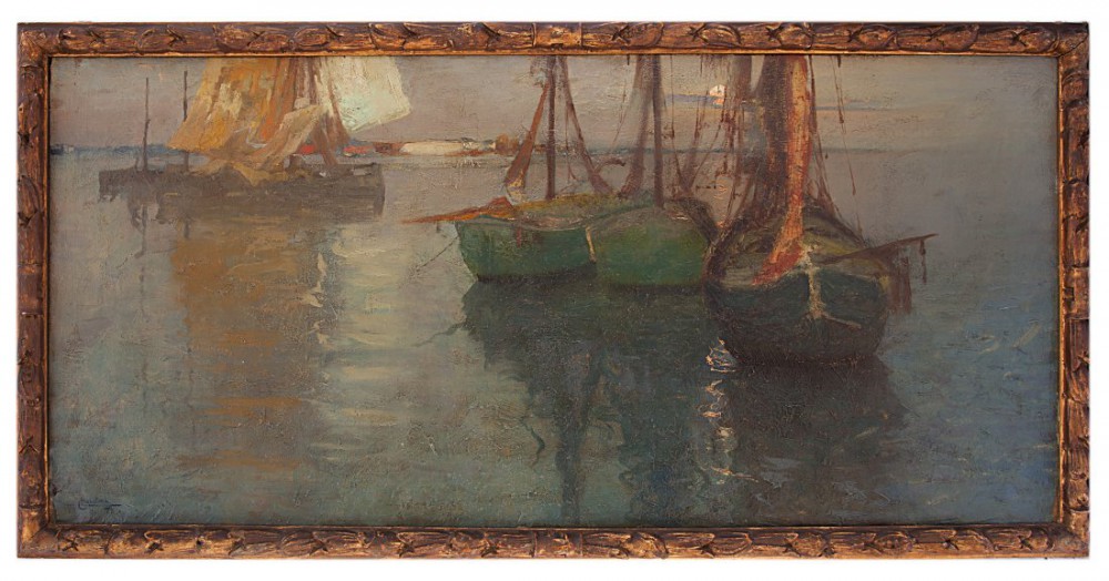 ludovico cavaleri: Barche a riposo nella laguna veneta