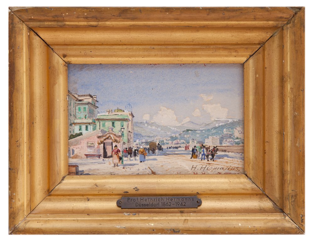 heinrich hermanns: Veduta di Genova con il Polcevera
