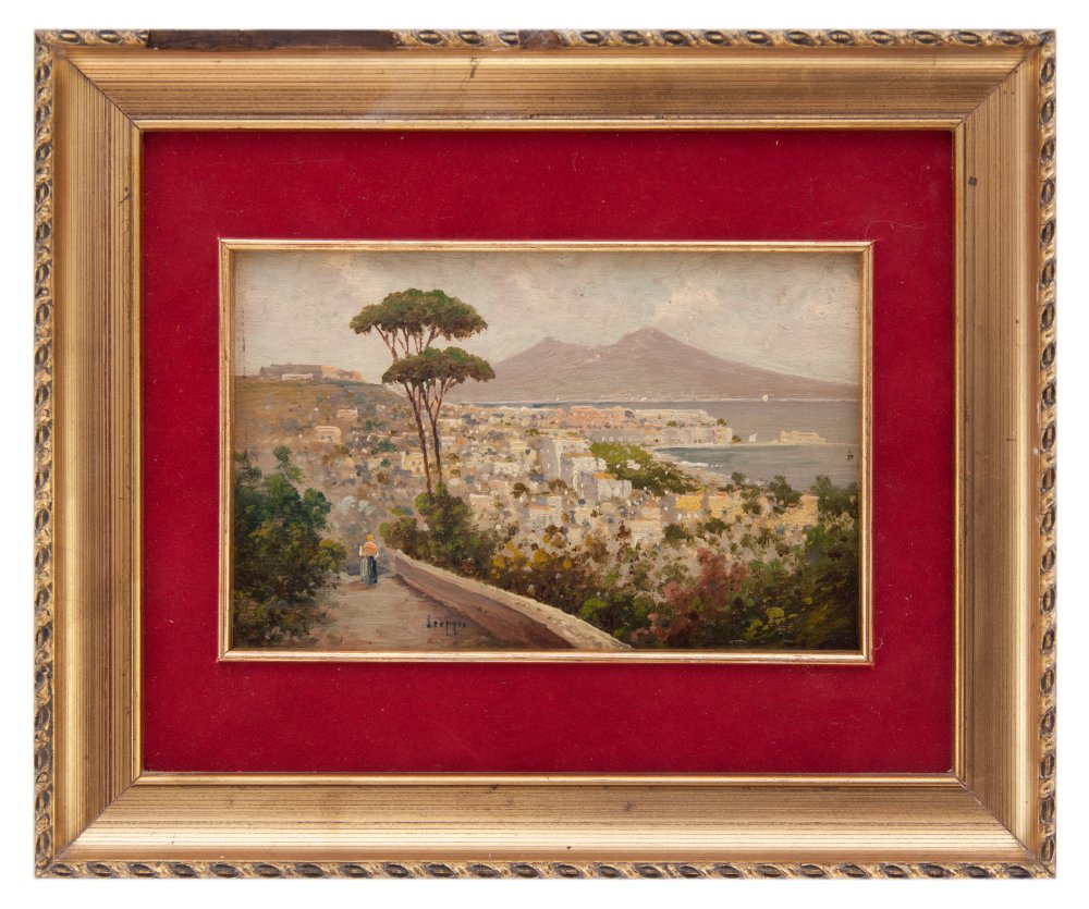 scoppa: Veduta di Napoli con il Vesuvio