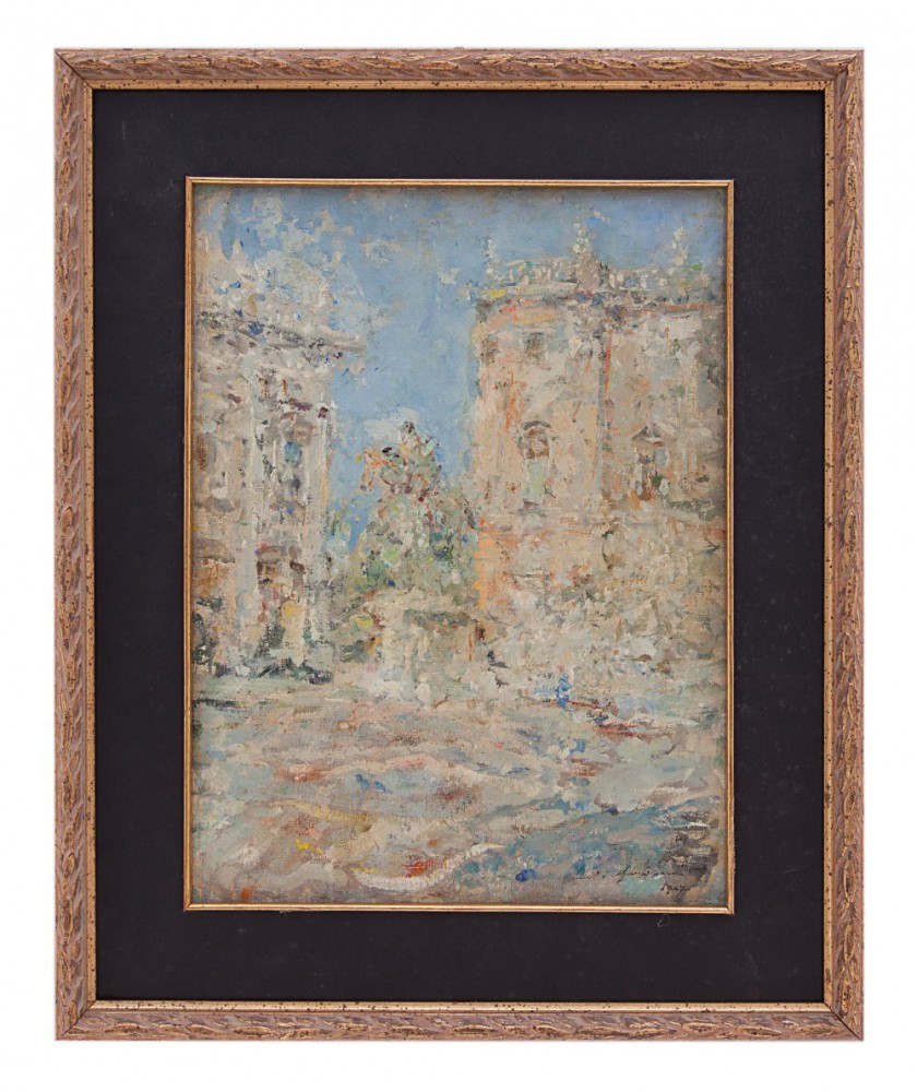 luigi mantovani: Piazza cittadina dat.1947