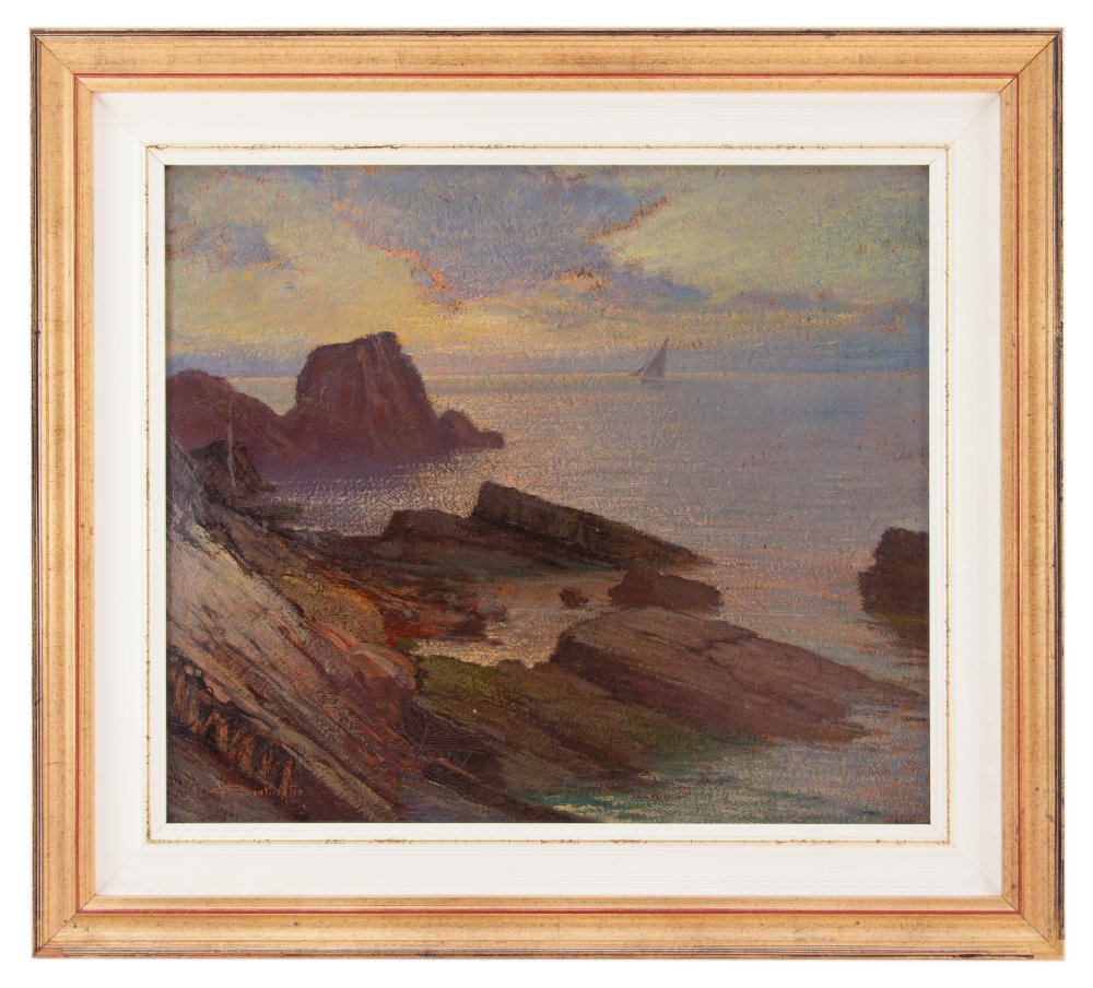 cesare bentivoglio: Marina ligure con scogli