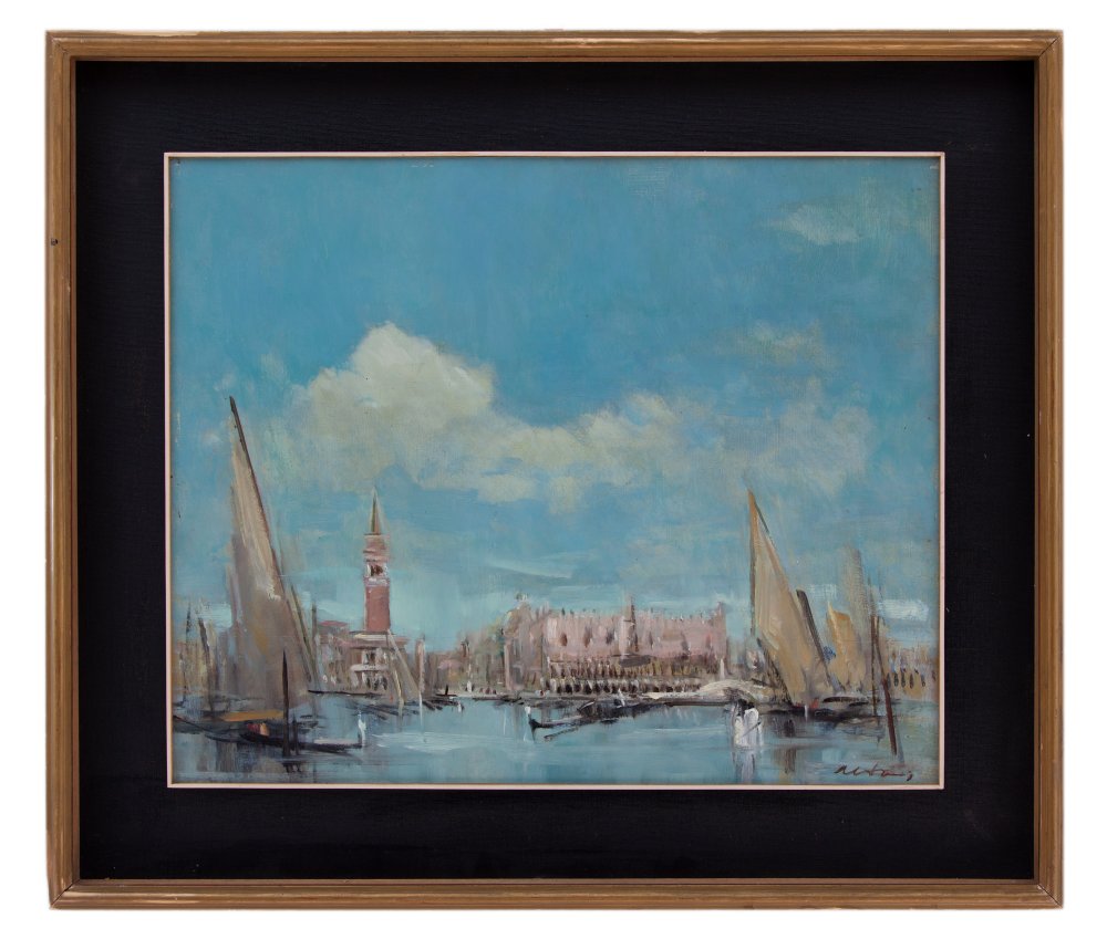 angiolo alebardi: Piazza San Marco e Palazzo Ducale dalla laguna