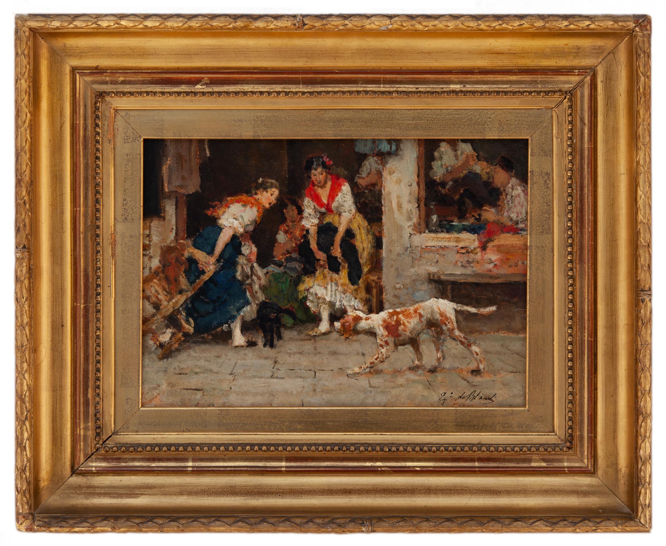 eugenio de blaas: Cane e Gatto
