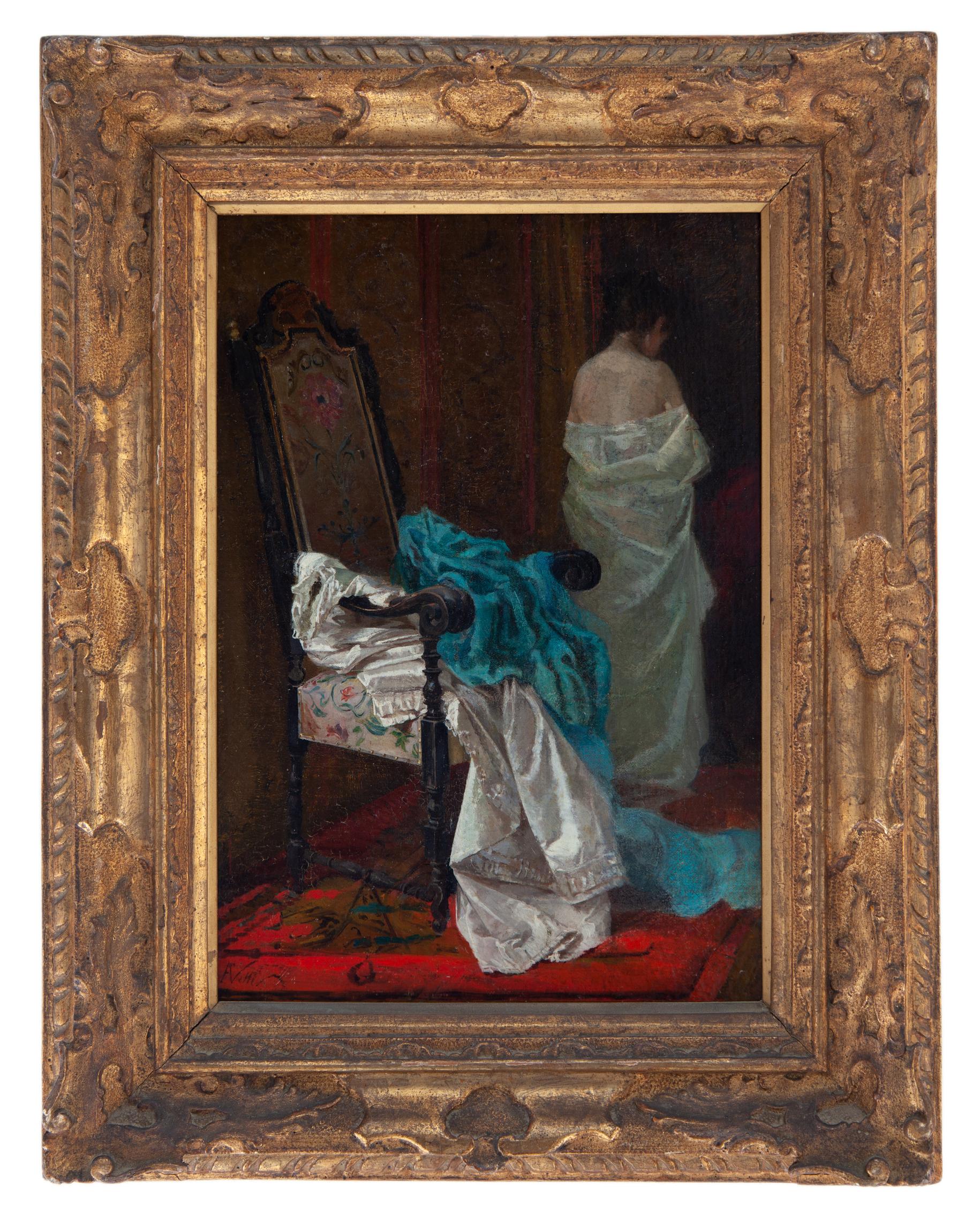 francesco netti: Interno con figura