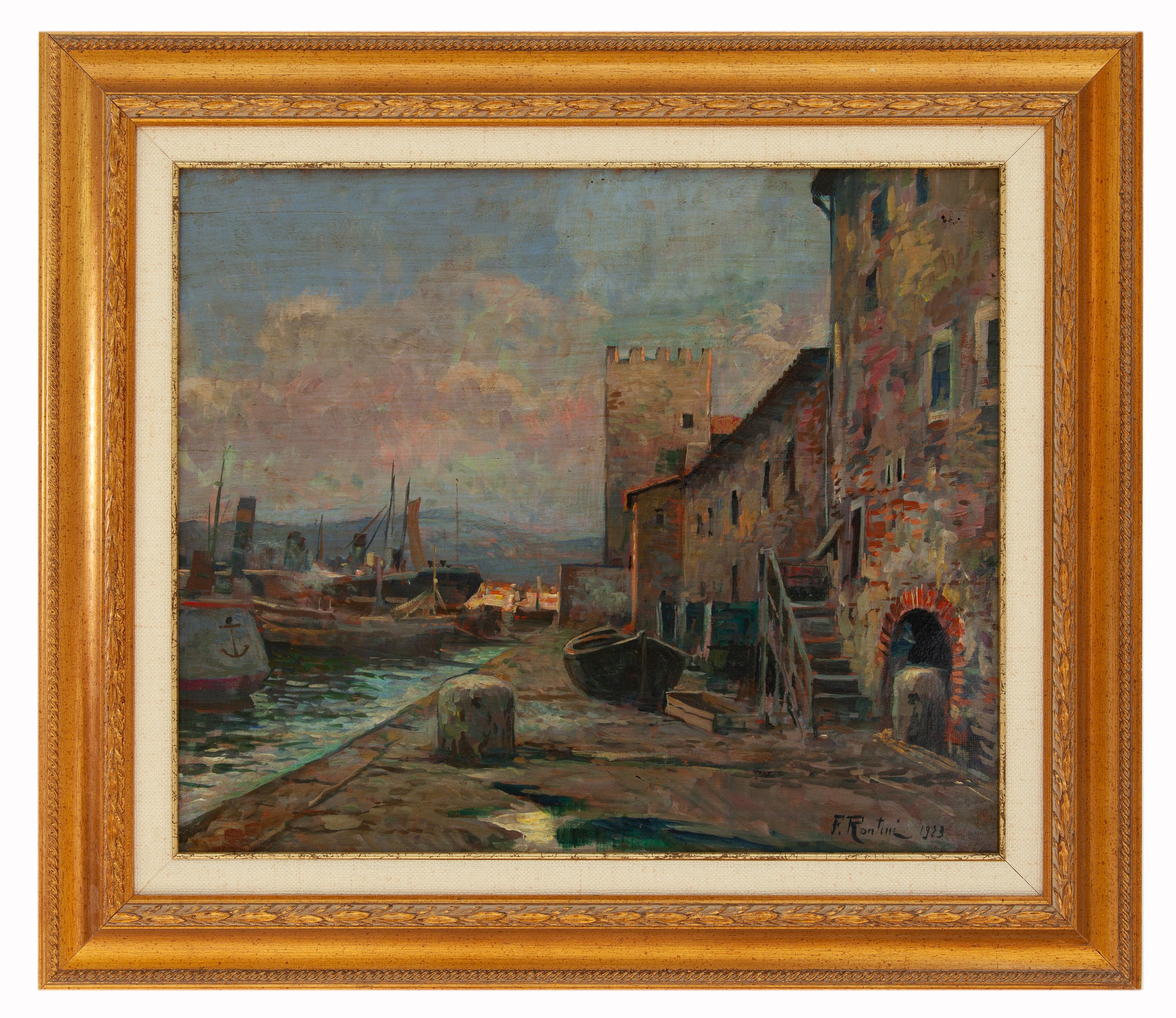 ferruccio rontini: Vecchio porto di  Livorno 1923