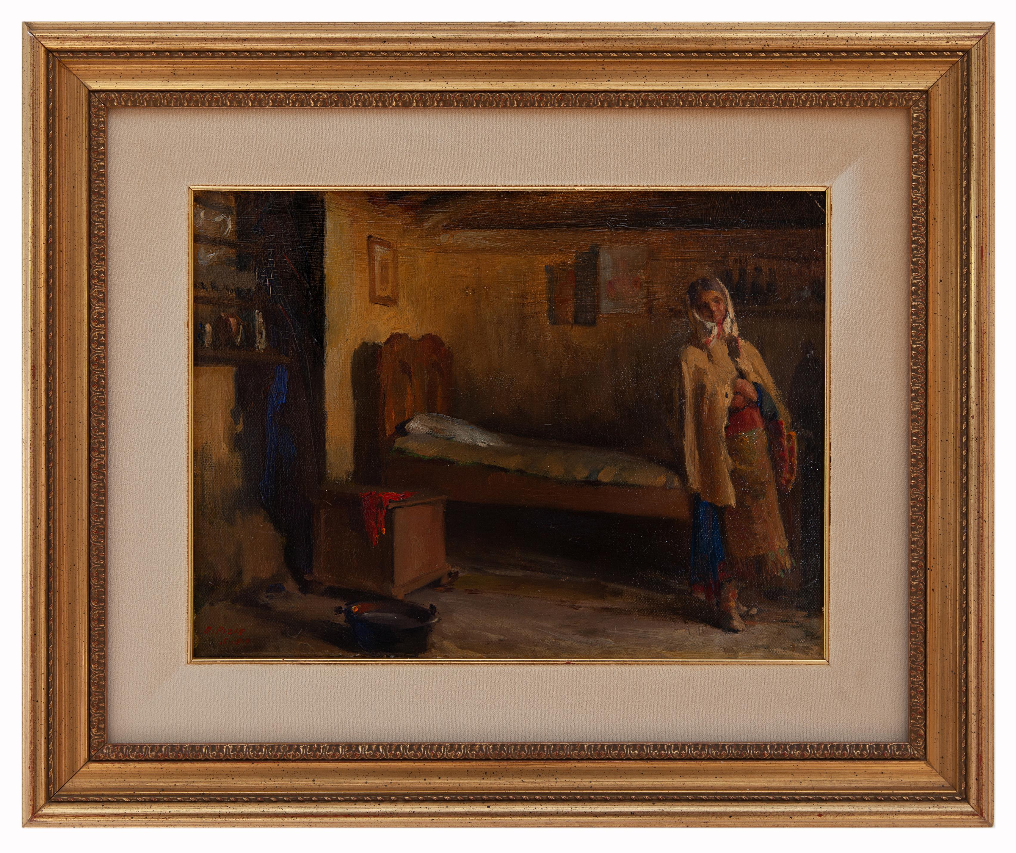 oreste pizio: Interno con figura datato 5.1919