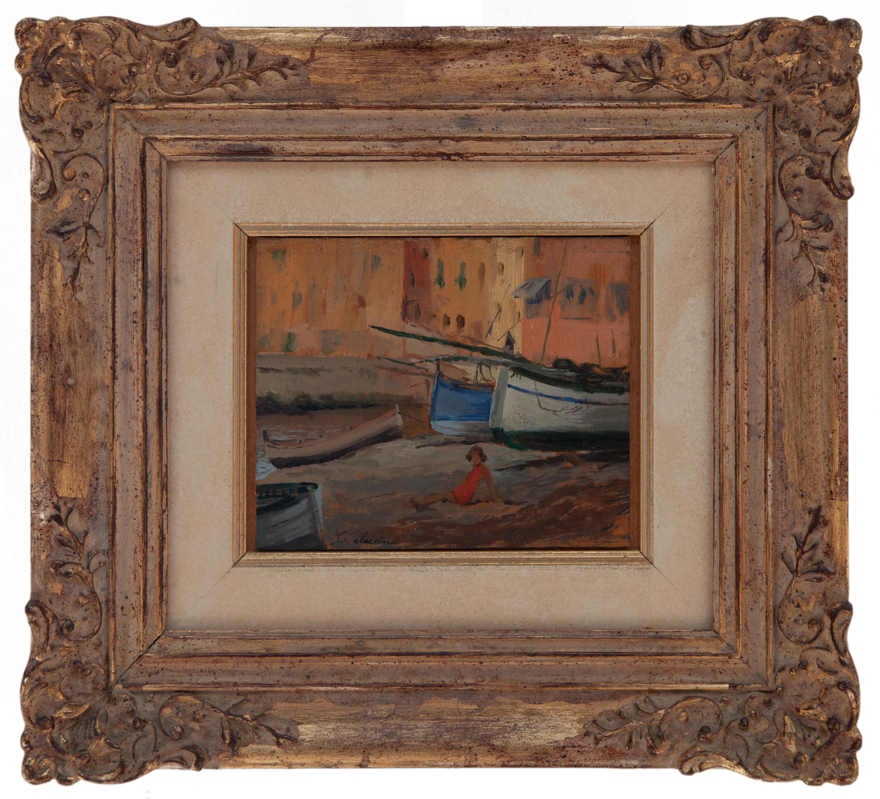 luigi calderini: Ragazza sulla spiaggia