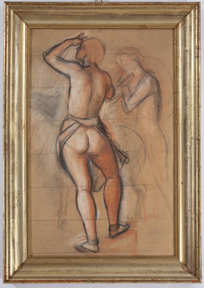 achille funi: Nudo di schiena datato 1935 Milano