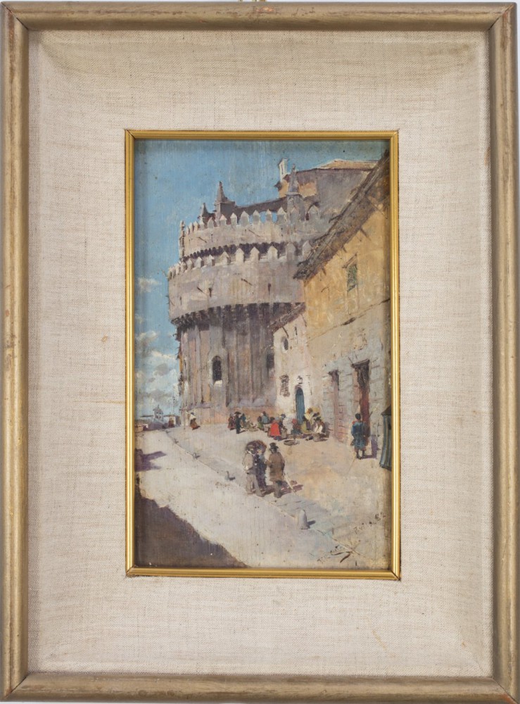 vicente cutanda y toraya: Mura di Avila con personaggi
