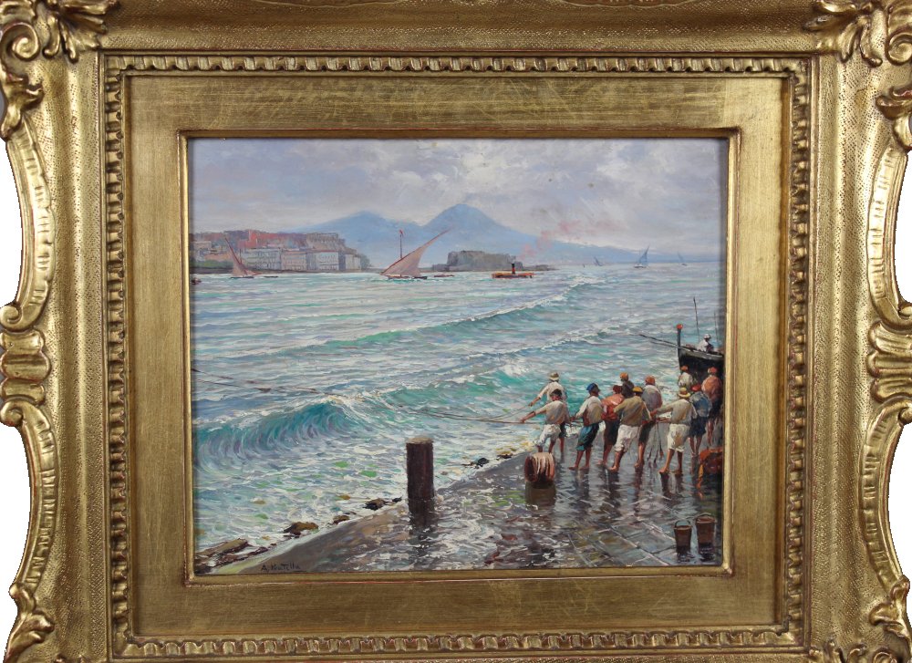 attilio pratella: Napoli, vista della marina con il Vesuvio